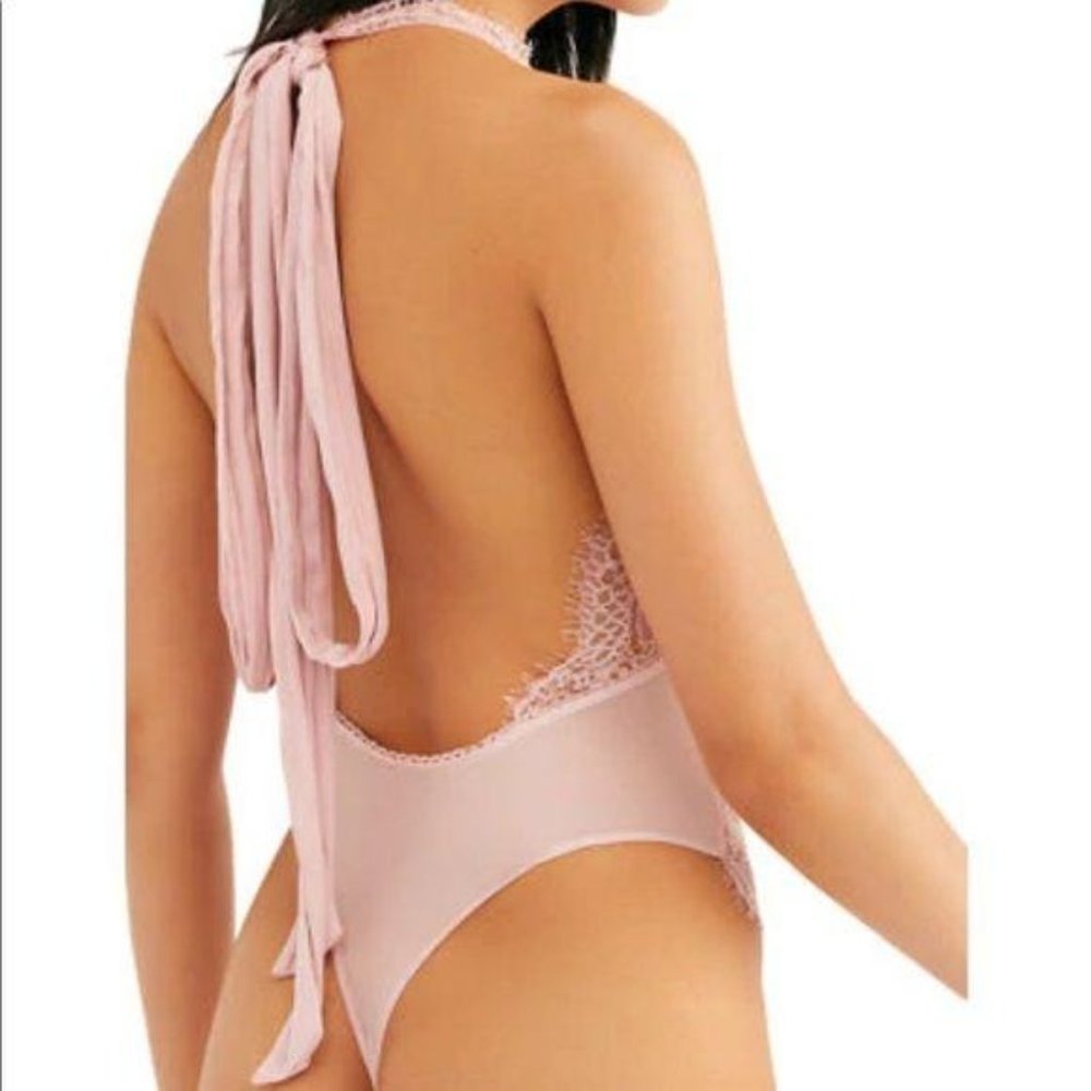 Free People M Pink Showoff Bodysuit Lace Ballet - Picture 2 of 4